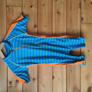 Level 6 Apollo 50SPF blue green striped sunsuit Size 6